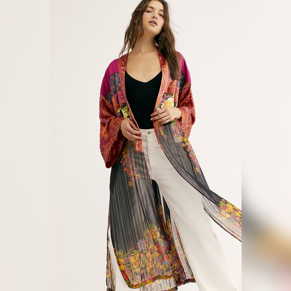 NWOT Free People The Young Love Kimono Maxi Duster